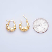 18K Gold Filled 20mm Micro Paved CZ Lined Dome French Lock Latch Hoop Earrings