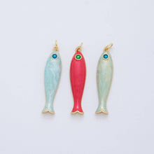 18K Gold Filled Blue, Green, Red Enamel Sardine Fish Charm Bar | AF404 AF-779: Red