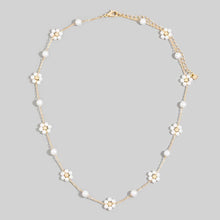 Station Pearl Beaded Flowers Chain Necklace