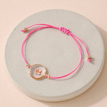 Pressed Flower Waxed Cord Adjustable Pull Tie Bracelet: Orange