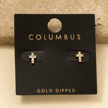 Mini Rhinestone Cross Post Earrings - Silver