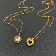 Sparkling Heart Zircon Charm 18K Gold Plated Necklace - White