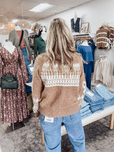 Swan Lake Jacquard Button Down Cardigan - Caramel