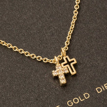 Secret Box Gold Dipped Cz Cross Pendant Necklace - Silver