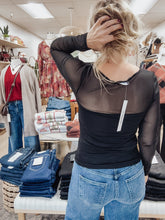 Midnight Muse Ruched Waist Square Neck Long Sleeve Knit Top - Black