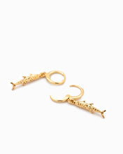 Sea Life Sardine Fish Drop Earrings - Gold