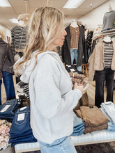 Emerson Drawstring Button Closure Hooded Sweater - Grey