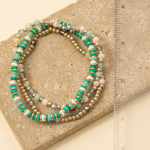 Mixed Metallic Faceted And Disc Beaded Bracelet Set