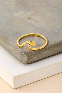 Gold Dipped Wave Cutout Adjustable Ring - R