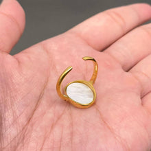 Inlaid Shell 18K Gold Plated Stainless Steel Sun Ring