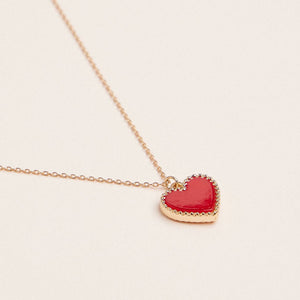 Heart Shaped Pendant Necklace - Pink