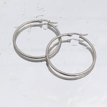 18K Gold PVD Stainless Steel Round Tube Hoop Earrings - Stainless / 25mm