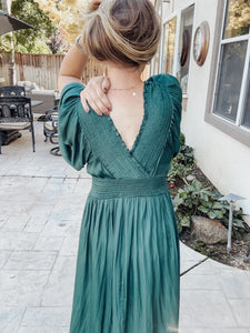 Milan Memories Smocking Detail Maxi Dress - Emerald Green