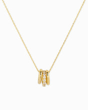 CZ Rondelle Charm Pendant Necklace -  Gold