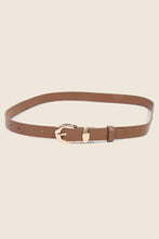 Metallic Crescent Buckle Leather Belt: SBK