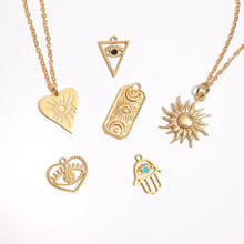 18K Gold Stainless Steel Mystic Sun Charm Bar - Gold