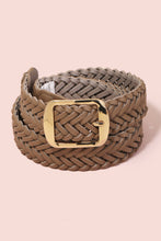 Faux Leather Braided Belt - Brown