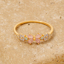 Gold Dipped Cz Flower Bow Ribbon Ring