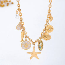 Charm Necklace-Sea Starfish Seashell Fish | 80N92950: Gold