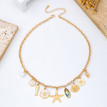 Charm Necklace-Sea Starfish Seashell Fish | 80N92950: Gold