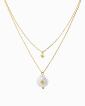 Layered Starburst Pearl Disc Necklace