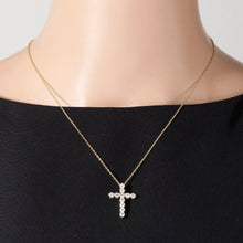 Cz Studded Cross Pendant Necklace - Gold