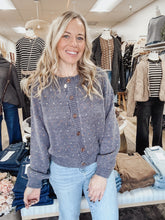 Honeyheart Multi Color Heart Pattern Cardigan Sweater - Navy