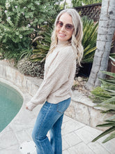 FINAL SALE Avery Cabled Mock Neck Long Sleeve Dolman - Taupe
