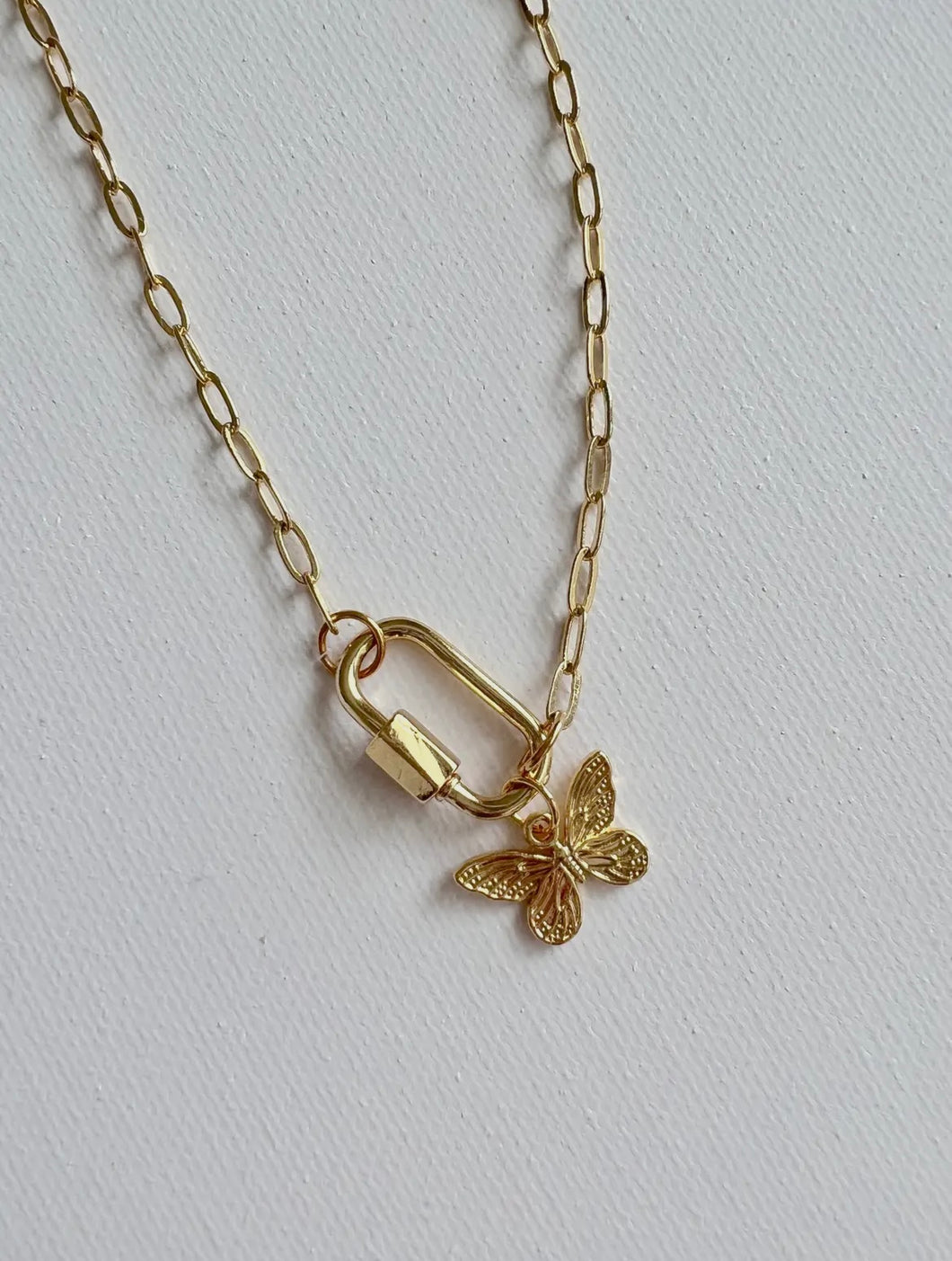 Charm Bar Dainty Link with Lock Necklace - Gold (doesn’t include charms)