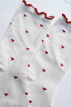 Mini Heart Ruffle Cotton Blend Socks: White/Silver