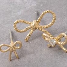 Dainty Bows Stud Earrings Set - Silver