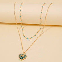 Pearl Set Heart Ribbon Bow Pendant Layered Necklace - Pink