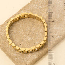 Stainless Steel Studded Watch Chain Bracelet - Gold