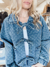 Winfield Washed Denim Quilted Front Tie Jacket