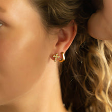 18K Gold PVD Stainless Steel Round Stone Cross Earrings: Stainless Steel Silver