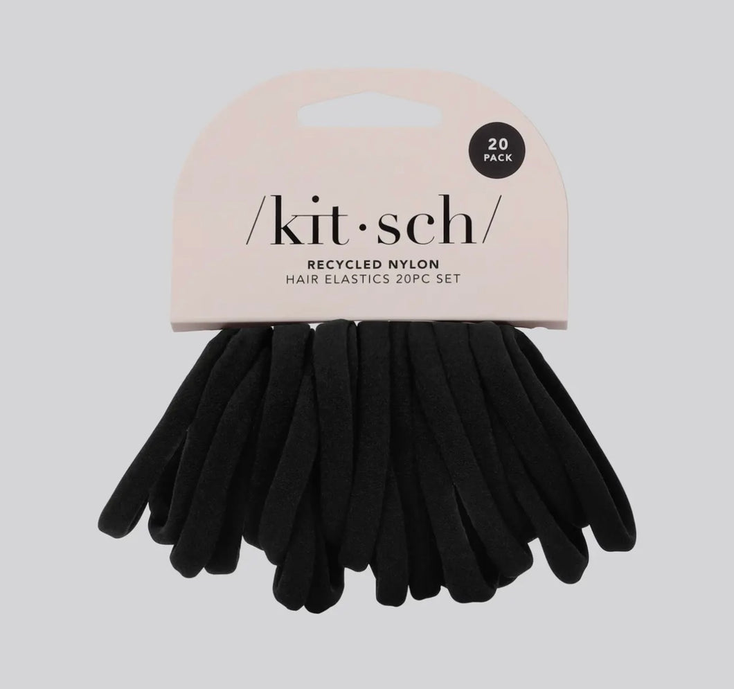 Eco Friendly Nylon Elastics 20 Hair Ties - Black