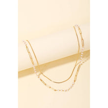 Double Chain Bead Layered Necklace - Gold