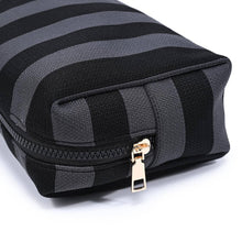 Essential Stripe Cosmetic & Travel Organizer Pouch: Pink Brown