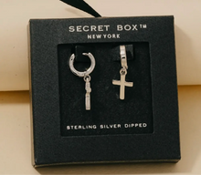 Cross Huggie Earrings - Silver