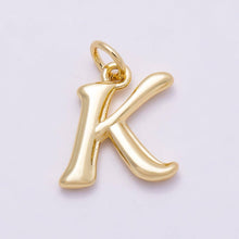 16K Gold Filled 14mm Minimalist Molten Alphabet Initial Letter Charm Bar | Charms-00908 ~ Charms-00933: Letters Set