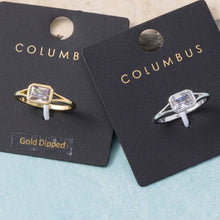 Gold Dipped Split Shank Step Cut Bezel Cz Ring: 7 GOLD
