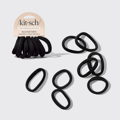 Recycled Seamless Hair Elastics 8pc Set- Black