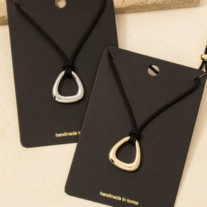 Rounded Triangle Cutout Pendant Necklace - Silver