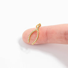 18K Gold PVD Stainless Steel Rhinestone Wishbone Charm Bar - Stainless Steel Silver