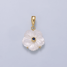 16K Gold Filled 20mm Birthstone CZ Mother of Pearl Flower Snap Drop Pendant | Charms-00965 ~ Charms-00976: April - Diamond