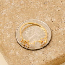 Gold Dipped Cz Leaf Branch Ring - Silver