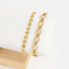 18K Gold PVD Stainless Steel Sunburst Chain Bracelet: Stainless