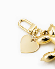 Balloon Dog Heart Bag Charm Keychain - Gold