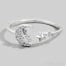 Cz Celestial Moon And Star Cluster Cuff Ring - Gold