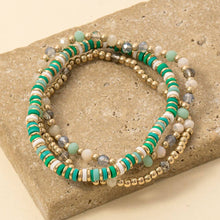 Mixed Metallic Faceted And Disc Beaded Bracelet Set